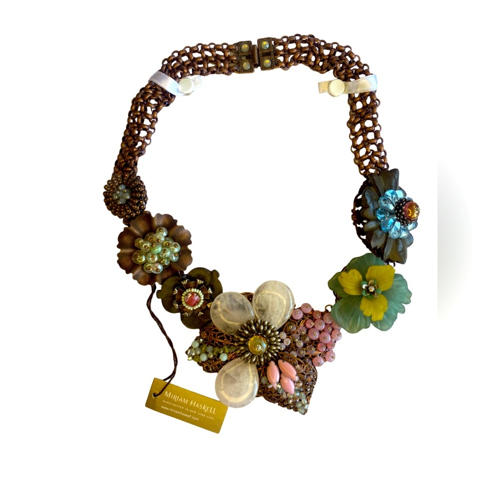 Miriam Haskell Floral Multi-Color Statement Necklace - Picture 2 of 10